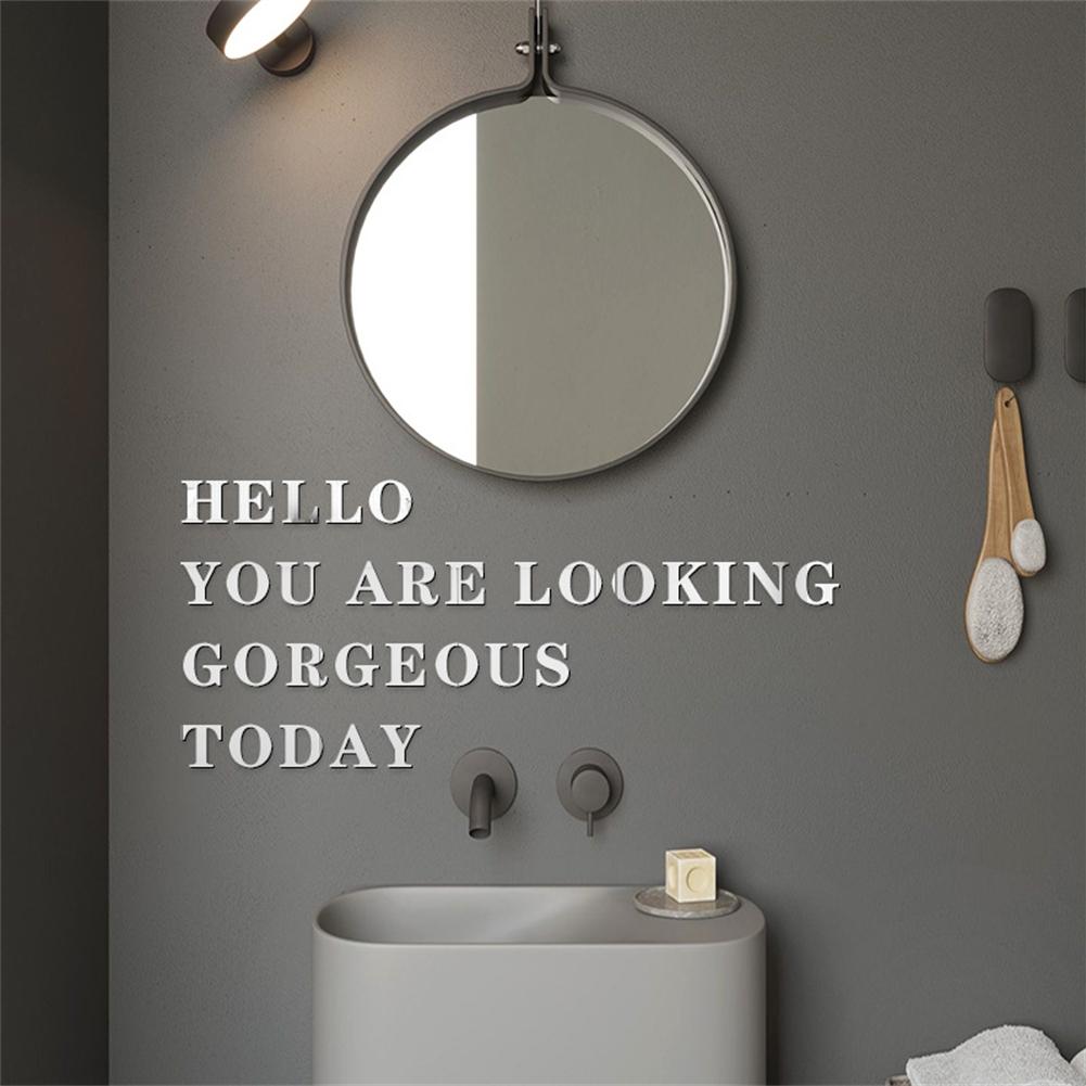 Acrylic Mirror Wall Stickers 26 Alphabet English Letters DIY Decor Mural Silver