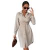 Autumn 2025 Versatile Solid Color Lapel Shirt Dress - Long Sleeve