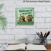 2D Flat - 1pc, Vintage Metal Aluminum Decorative Sign, Gardening Welcome Quote, Retro Wall Decor, Suitable for Garden Rooms, Porches, Entryways
