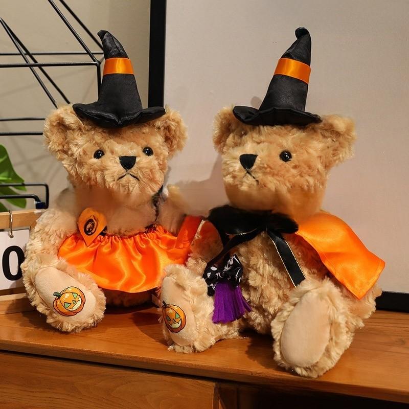 Teddy Witch Halloween Bear Plush Doll With Pumpkin Pattern Festive Gifts Decor
