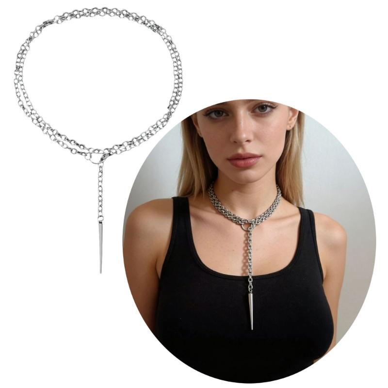 Geometric Statement Necklace Zinc Alloy Gothic Pendant Neckchain For Bold Fashion Look And Everyday Wear