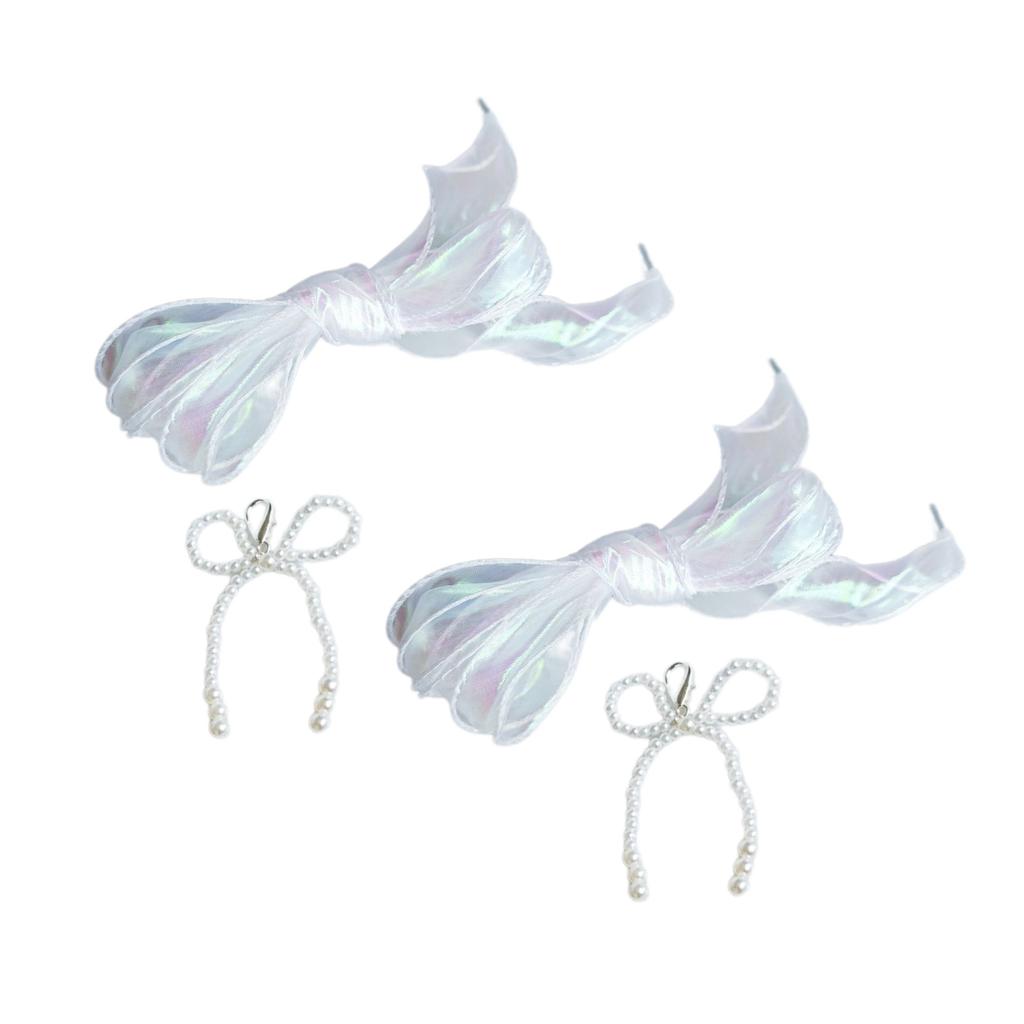 Sweet Bowknot Shoe Decoration Bag Pendant Pearl Lace Shoe Buckle Ornament for Jewelry Making DIYs Keychain Accessories