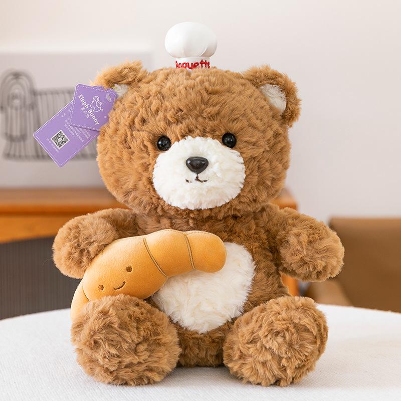 Love Bear Plush Doll: Croissant Cheese Style - Cute Companion Gift Toy