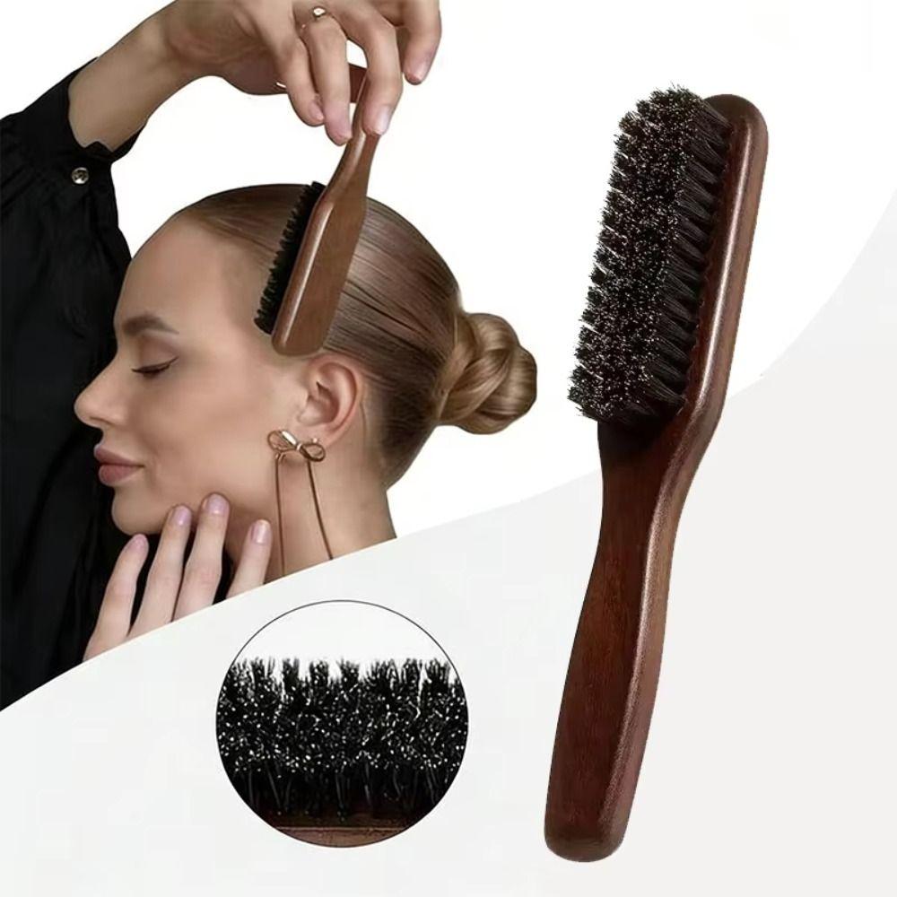 New Brown Boar Bristle Hair Brush Fragrance-free Professional Barber Styling Tool Bristle Brush for Thick Fine Hair