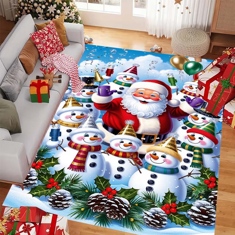 Santa Claus-themed Christmas Rug, Suitable for Living Rooms, Bedrooms, and Entryways, As Well As Outdoor Patios, Gardens, and Courtyards;