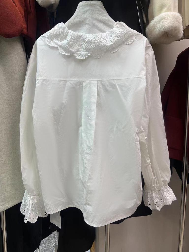 Elegant French V-Neck Ruffle Flare Sleeve Women's Top - Autumn Style