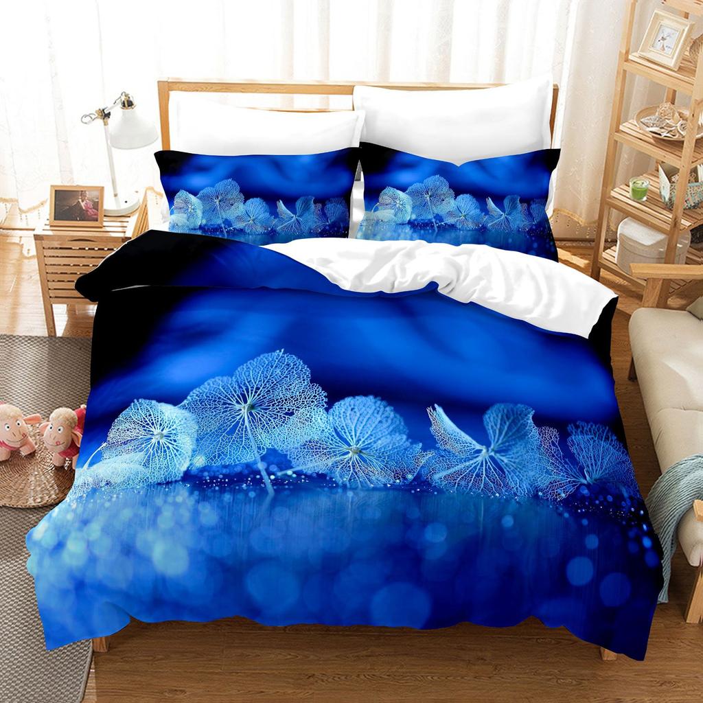 3pcs Bedding Set Red Rose Flowers Print Duvet Cover Set Single Double King Size Bed Set for Adult Home Bedroom with Pillow Case