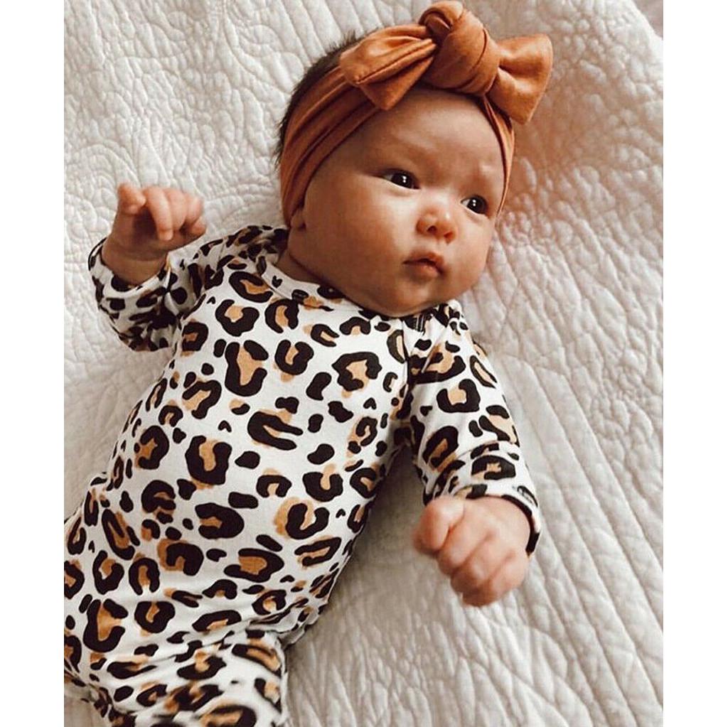 Buy Infant Baby Girl Boy Leopard Print Romper Jumpsuit Outfits at