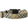 Toto&Pal Royal Tartan Check Dog Collar Beige 25mm Cotton Adjustable Pet Collar Made In Japan