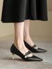 French High Heels Women's 2025 Autumn New Pointed Toe Small Heel Mary Jane Women's Shoes Fairy Style Bride Bridesmaid Wedding Shoes