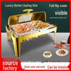 Gold-Plated Stainless Steel Chafing Dish with Glass Lid