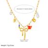 316L Stainless Steel Pearl Inlay Big Bowknow Sun Heart Pendant Necklace Women Trendy Personality Neck Chain Jewelry