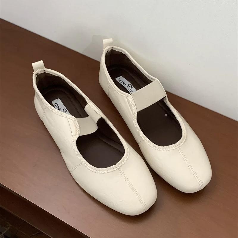 Fashion SUOJIALUN 2025 Autumn Women Flat Heel Shoes Fashion Round Toe Shallow Slip On Mary Jane Shoes Soft Flat Casual Dress Single Shoe
