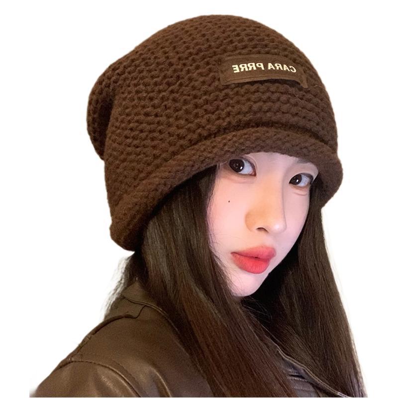 Autumn and Winter Korean Style Versatile Headwear That Accentuates The Face Small Pullover Cold Hat and Fashionable Knitted Woolen Hat