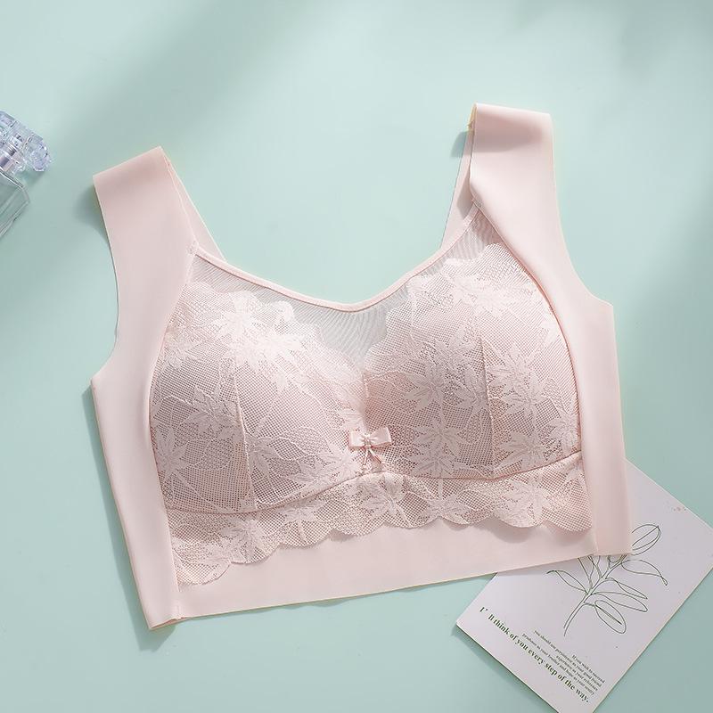 

Plus Size Lace Waterfall Back Wirefree Seamless Ice Silk Push-Up Bandeau L [50-60 kg]