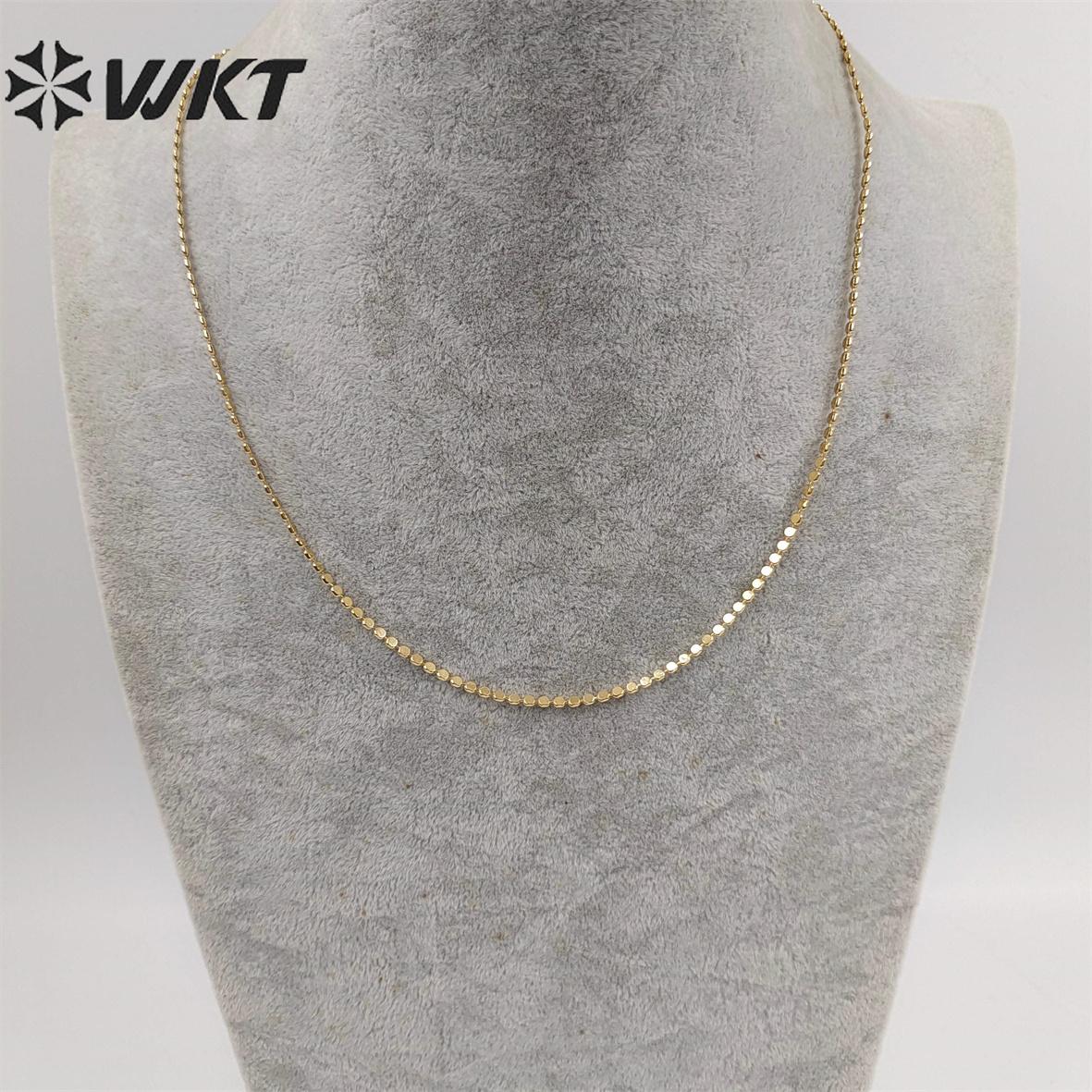 

WT-BFN058 Unique Korea Handmade Brass Chain With 18k Real Gold Plated Resist Tarnishale Beads Metal Necklace Jewelry 16inch