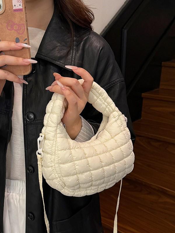 Women's Lightweight Cloud Bubble Crossbody Bag - Luxury Grid, Exquisite Dumpling Design