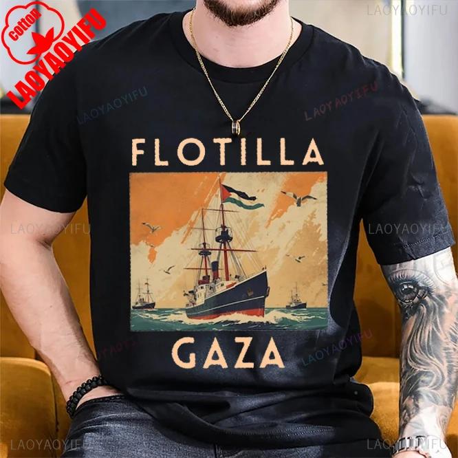 FLOTILLA GAZA Global Sumud Flotilla Men and Women Casual Printed TShirt Vintage Kawaii Clothes Graphic T Shirts Gothic Tshirt