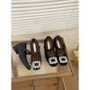 Small Inner Height-increasing Fluffy Shoes Women's Autumn and Winter Rhinestones with Square Head Mary Jane Single Shoes