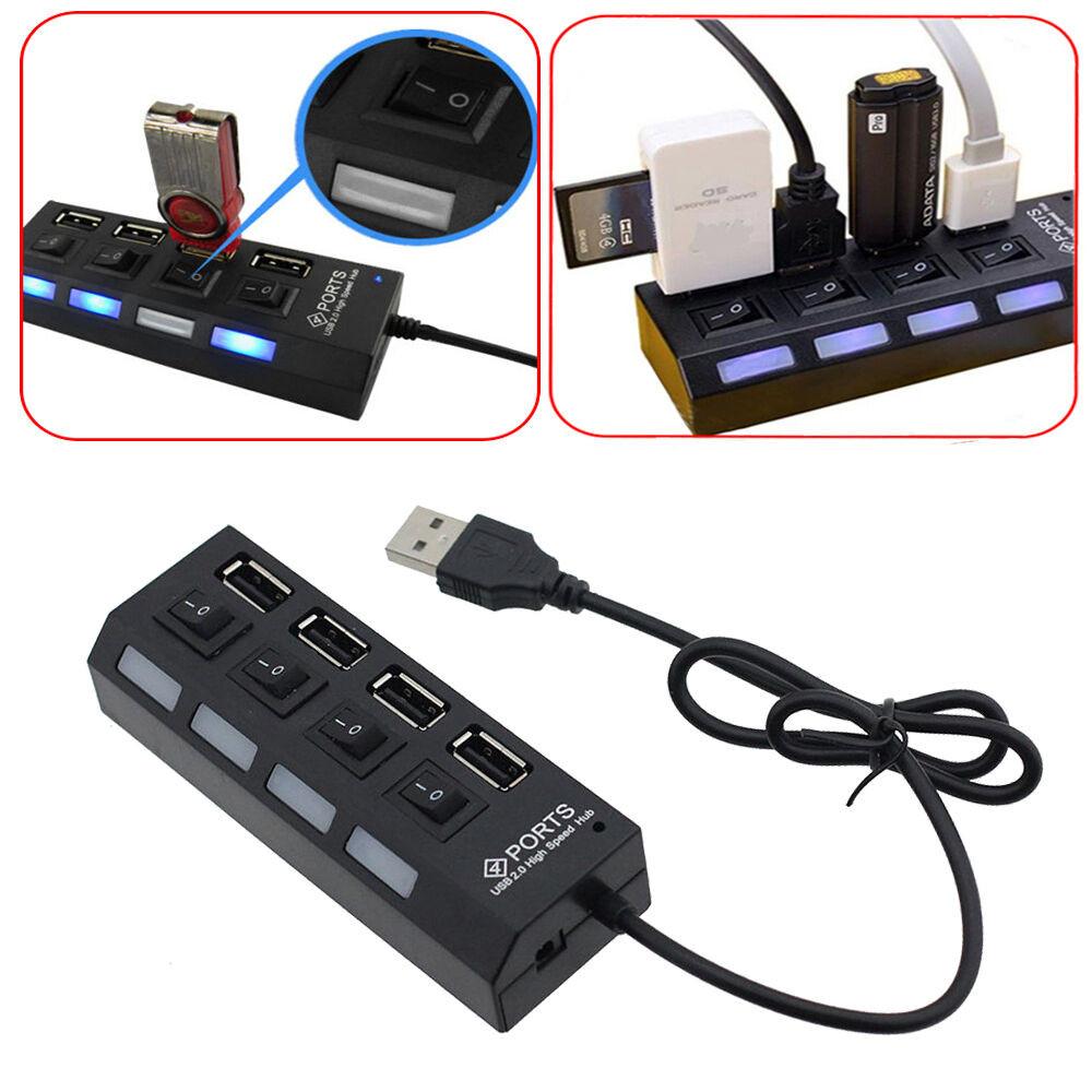 Black Led 4 Port Usb 2.0 Hub With Premium Quality Craftsmanship And Timeless Design