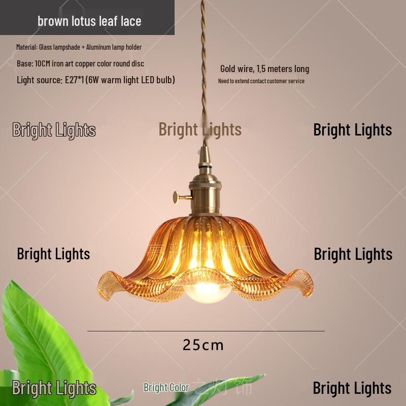 Nordic Minimalist Glass Lotus Leaf Pendant Light for Entryway, Balcony, or Bedside.