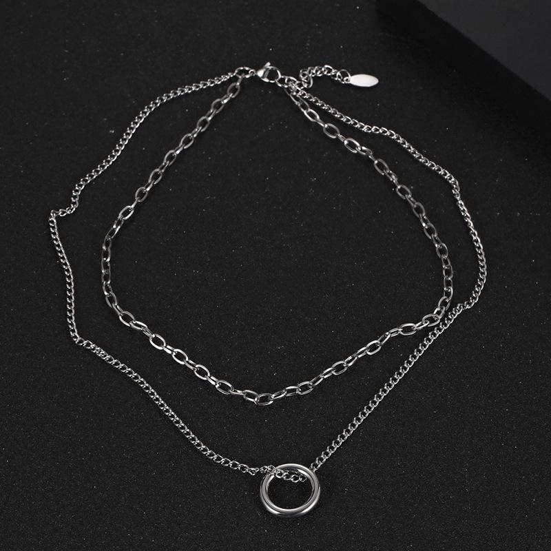 New Necklace Female Hip -hop Light Luxury Niche Stacking Double -layer Neck Chain