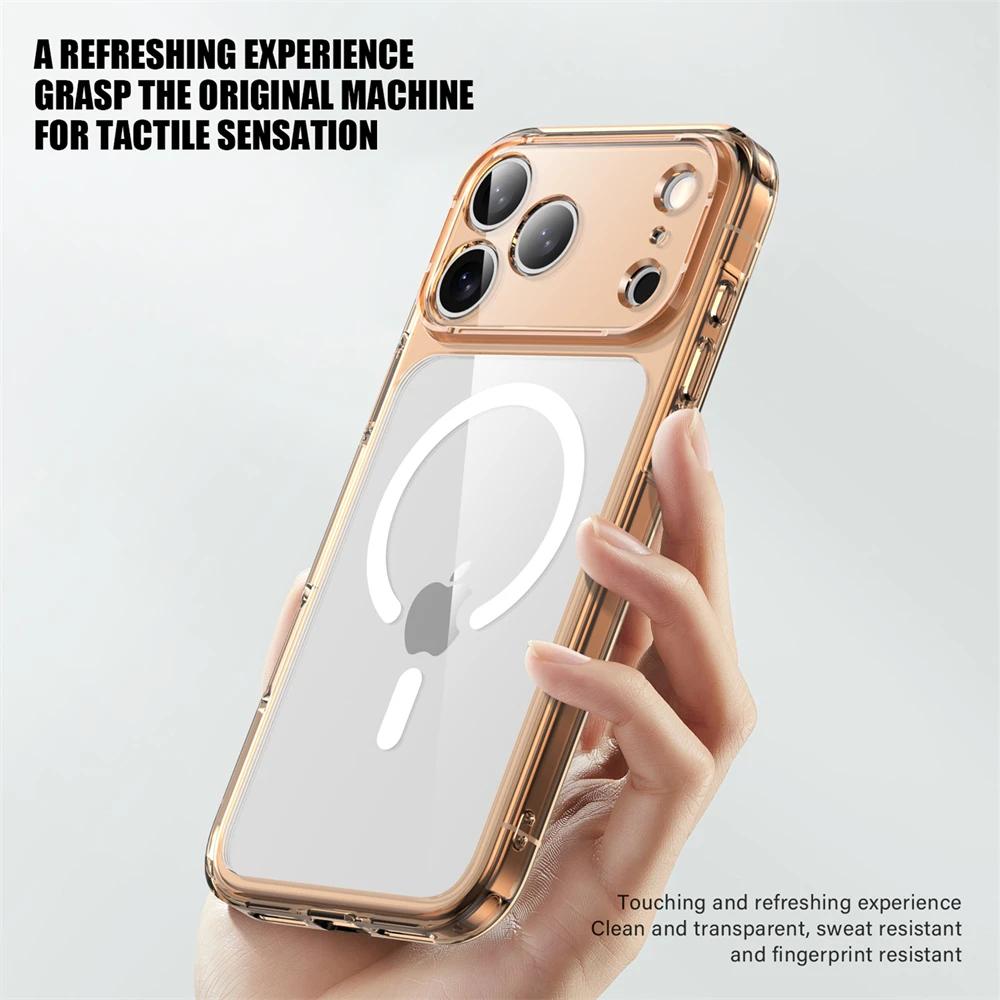 Luxury Clear TPU Shockproof For Magsafe Magnetic Phone Case For iPhone 17 Air 17 Pro Max Wireless Charging Shockproof Back Cover
