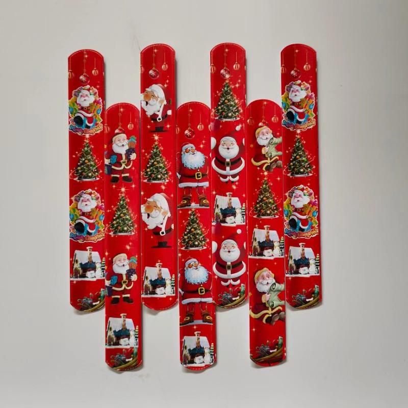 Cartoon Red Santa Claus Snap Bracelet: Christmas Wristband Decoration