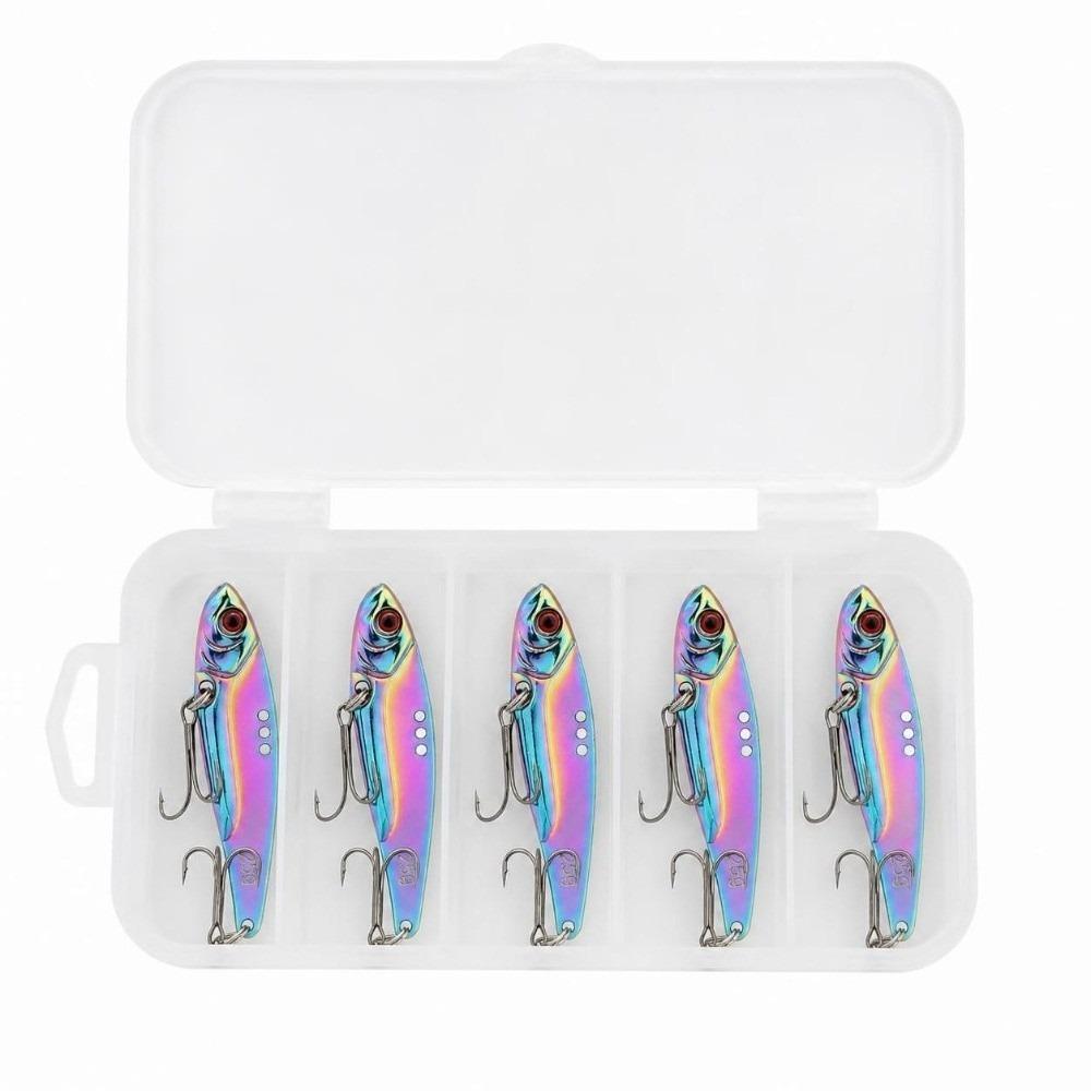 5PCS With 3D Eyes Fishing Blade Bait Zinc Alloy Swimbait Lure Durable Vib Blade Lure  For Walleye