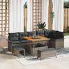 9 Piece Grey Garden Sofa Set with Cushions