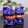 Waza no Kura Maneki Neko Figurine Kutani Ware Chibi Aomori-kun Opening Celebration Birthday Present Pair Gift