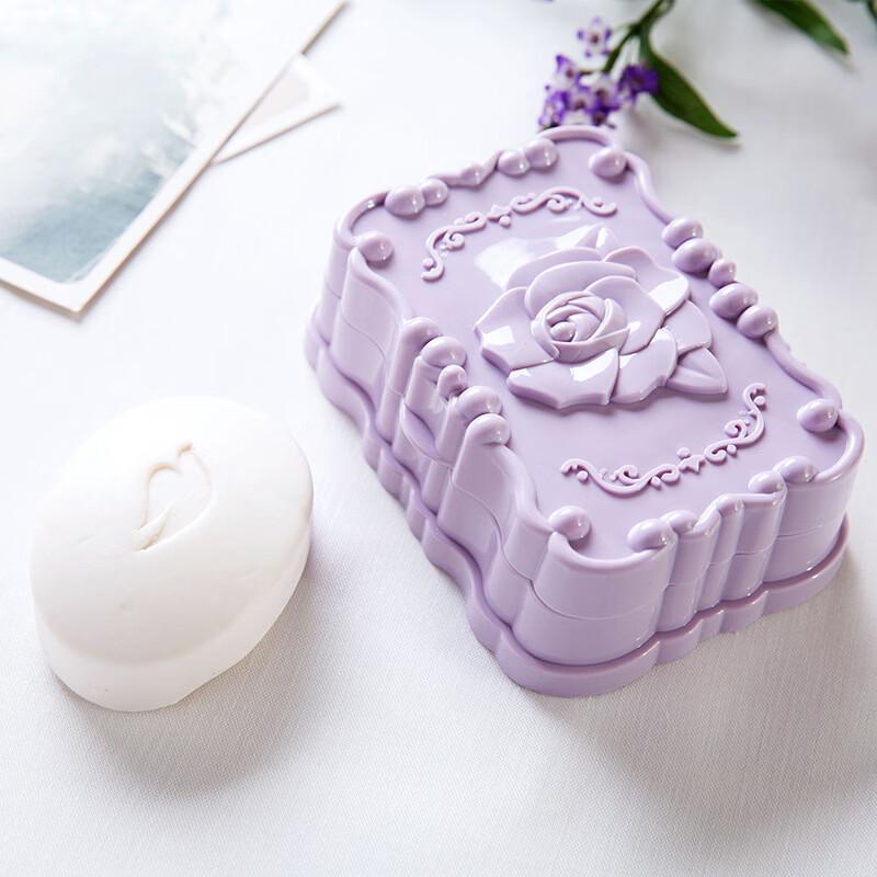 YIXI Rose Carved Draining Soap Dish with Lid