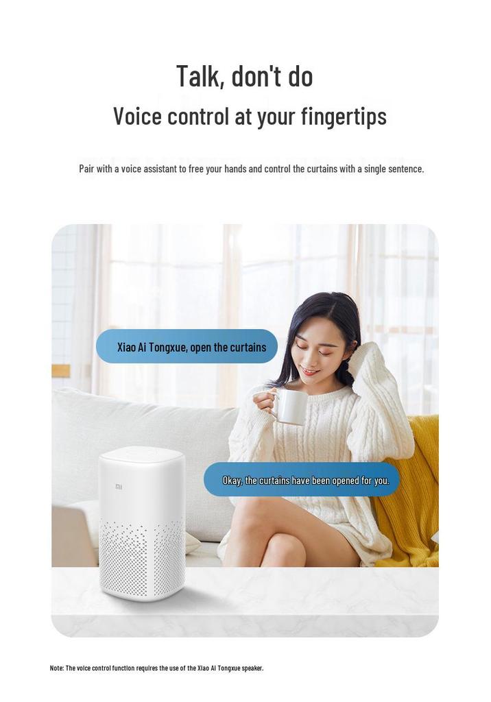 Kompatibel mit Mijia App Smart Curtain Roboter: Fernbedienung, Zeitschalter, Xiao Ai Tongxue Sprachsteuerung.