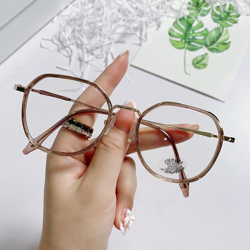 Korean-Style Anti-Blue Light Retro Polygon Glasses for Women