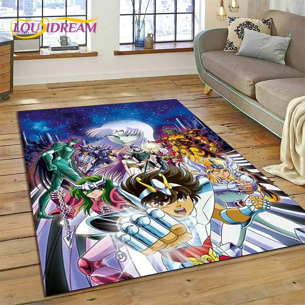 Cartoon Saint Seiya 3D Retro  Anime Rug Carpet for Living Room Bedroom Home Decor,Floor Mat Non-slip for Sofa Doormat Gift Kids