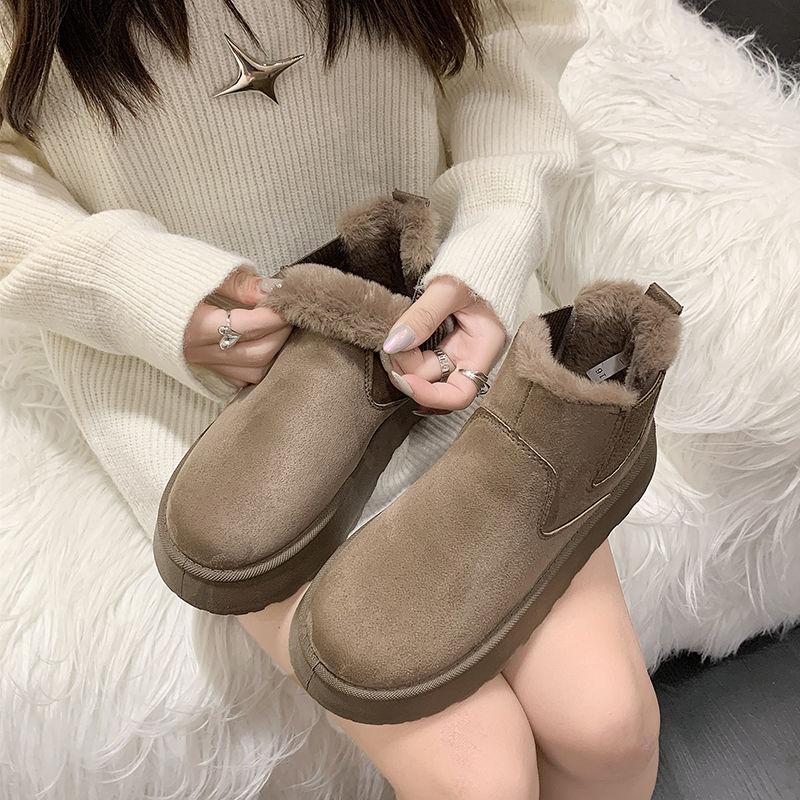 Plush Platform Ladies Shoes Large Size Warm Round Toe Women's Snow Boots Y2k Trend 2025 Fashion Chic and Elegant Booties Sale