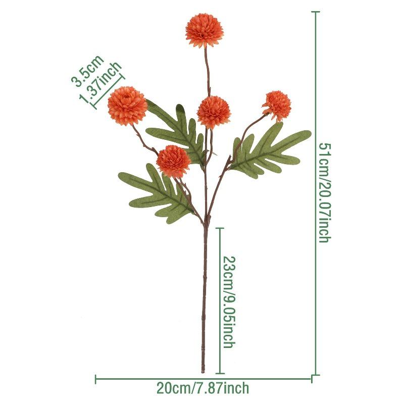 

Искусственный искусственный цветок Осень 5-головая хризантема пинг-понг одуванчик искусственный цветок декоративный букет оранжевый