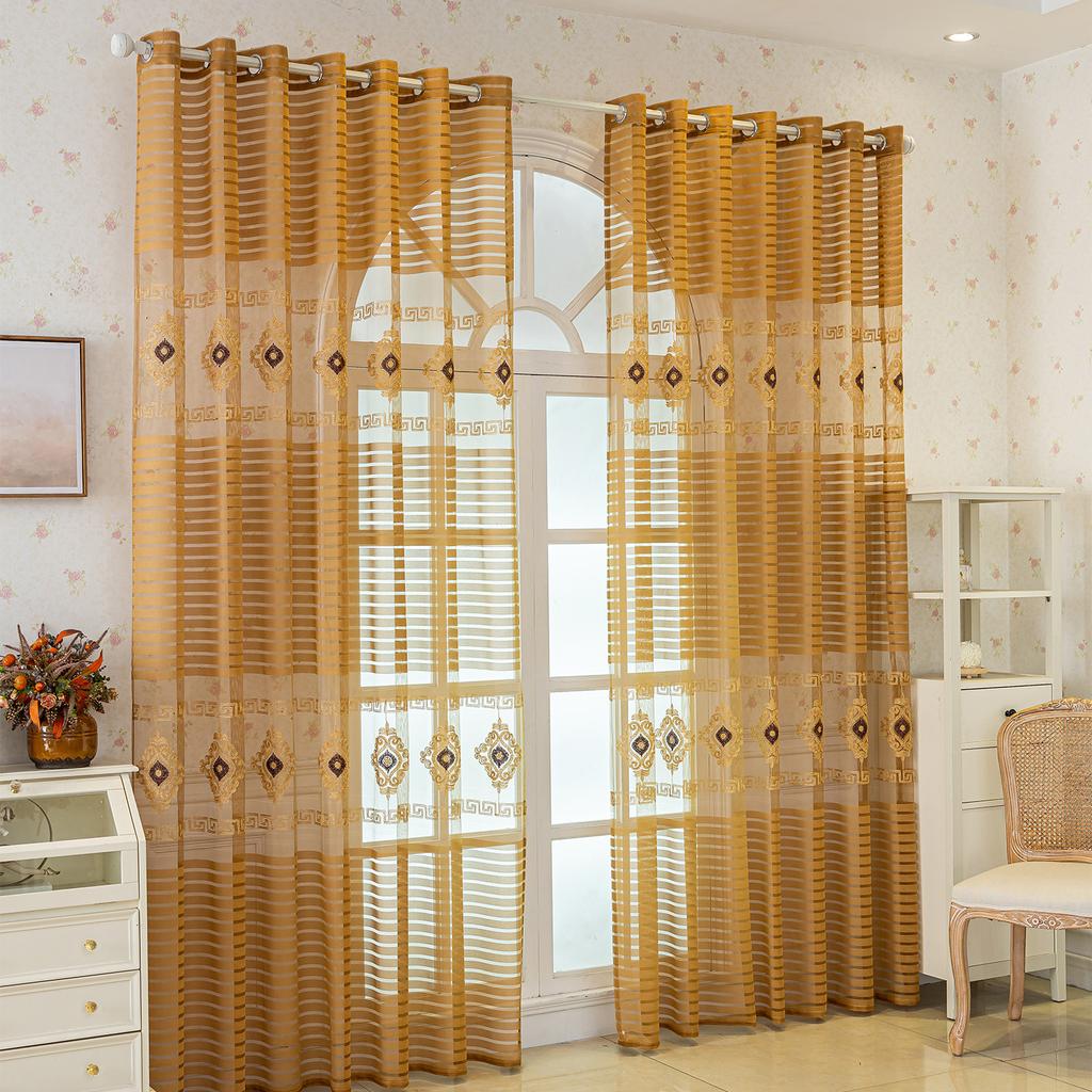 Floral Jacquard Gauze Curtains | Semi-Sheer Light Filtering for Bedroom Living Room Balcony, All-Season Elegant Home Decor