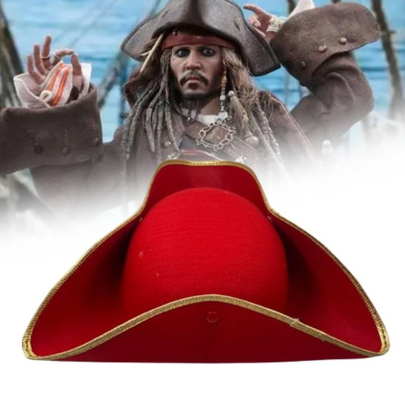 Stylish Red Pirate Captain Hat Cosplay Costume Accessory For Halloween Parties And Events