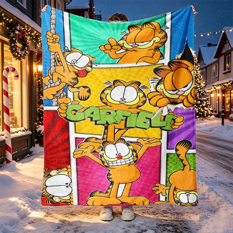 Garfield Pattern Blanket for Home Decoration, Bed, Sofa, Car Travel, Camping, Suitable for All Seasons, Birthday Christmas Gift