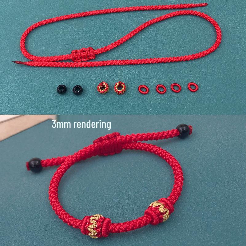 Unisex Red String Bracelet: Semi-Finished Hand-Braided Rope for Beading with Gold or Sterling Silver DIY Accessories.