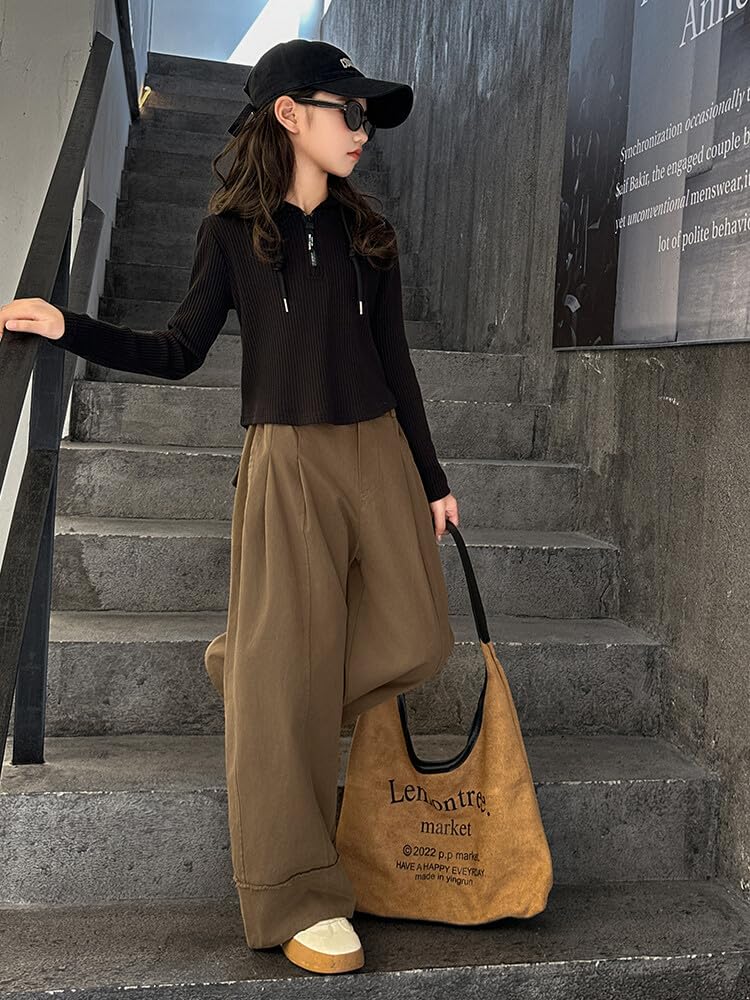 Haine Set 2 Piese Fete Junior Set Fete Parka Mânecă Lungă Pantaloni Sport Îmbrăcăminte Sport Set Top și Pantaloni Copii Haine Stilate 120 130 140