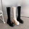 High-heeled White Boots for Women's 2025 Autumn New Models, But Knee-thin Boots, Small Thick-soled Boots, Inner Height-increasing Boots