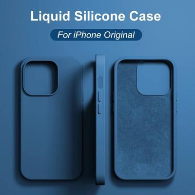 Liquid Silicone Case For iPhone 15 14 13 12 11 Pro Max Mini 7 8 Plus X XR XS Max Bumper Shockproof Soft Cover Accessories
