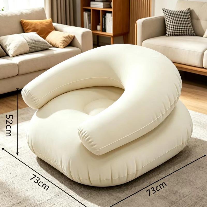1Pc Inflatable Flocked Sofa U Shaped Lazy Lounge Chair Blow Up Couch 73x73x52cm
