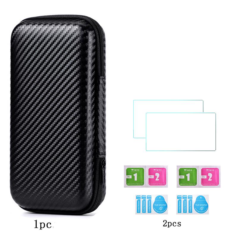 For Trimui Smart Pro Handheld Game Console 9H Tempered Glass Film Screen Protector+Portable Waterproof Hard Carrying Bag Case