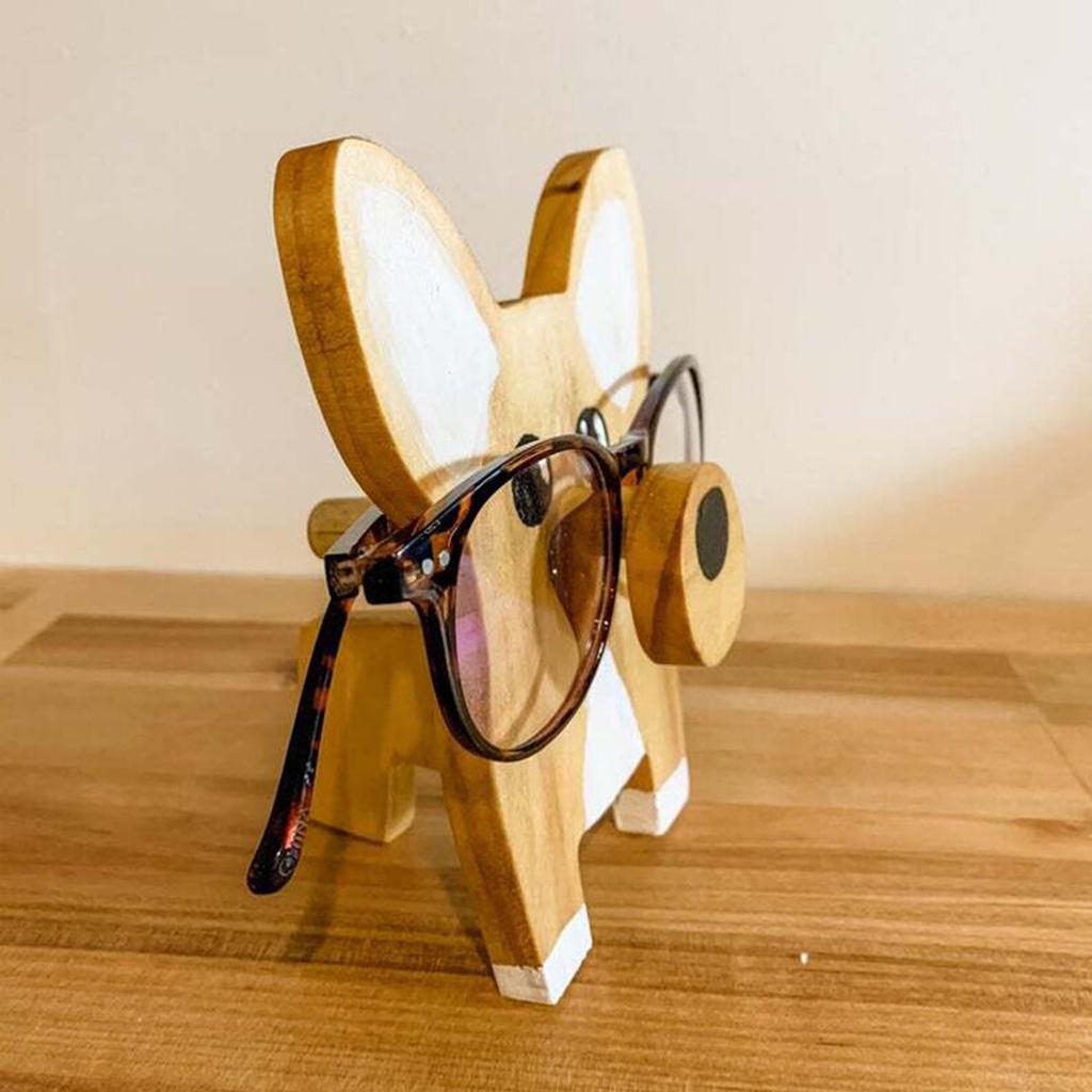 Corgi Dog Glasses Stand Christmas Gift Handmade Wooden Spectacle Holder Cute Pet Eyeglass Display Ornaments