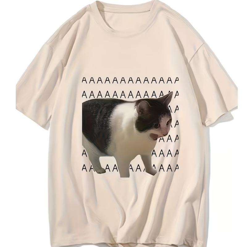 

Casual Short-Sleeve Round-Neck T-Shirts for Men in Summer Fashion Cat Top Loose Sport Jogging Shirt Tees for Men and Women 4XL
