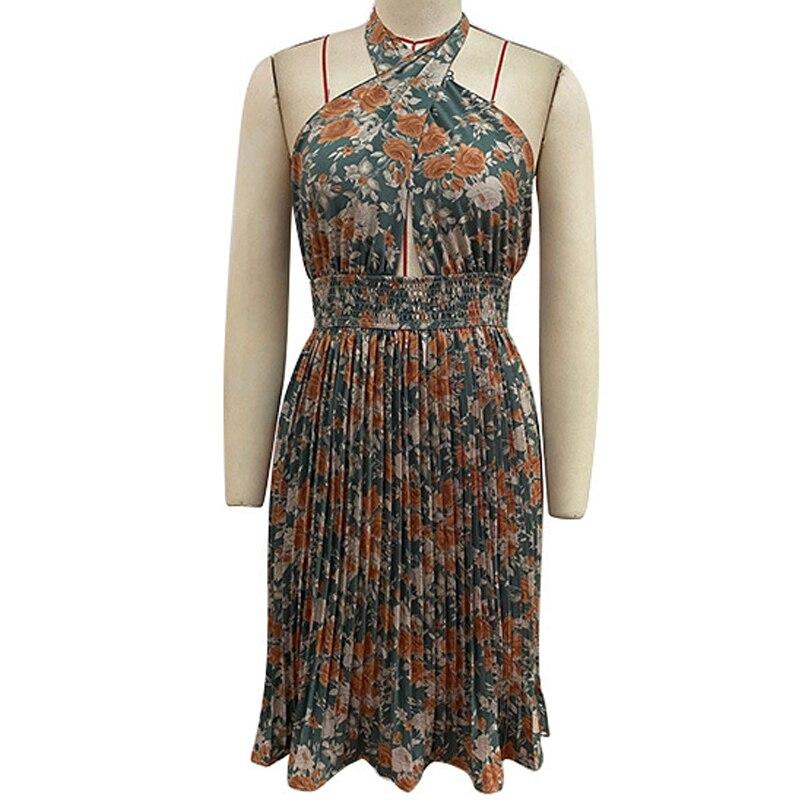 Mode Sexy Plissiert Ärmellos Neckholder Kurzes Kleid Für Frauen Mode Ärmellos Slim Damenkleid Mode Vestidos 26002