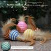 Cat Toys, Sisal Balls with Feathers, Durable Cat Bite, Rustling Teeth, Cat Teasing Balls, Cat Scratch Balls, Pet Supplies
